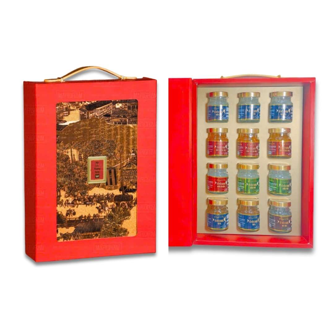 Hộp Quà Nước Yến Sào 12 Hũ Hoàn Toàn 100% Yến Tươi