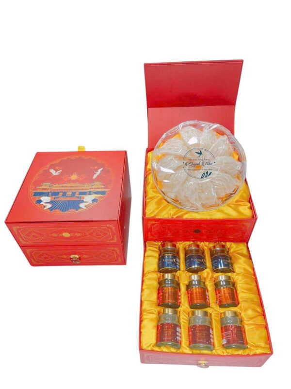 Hộp Quà Tết – Yến Sào Khánh Hòa 100g Rải Sợi Tự Nhiên và Nước Yến Chưng Sẵn Các Vị