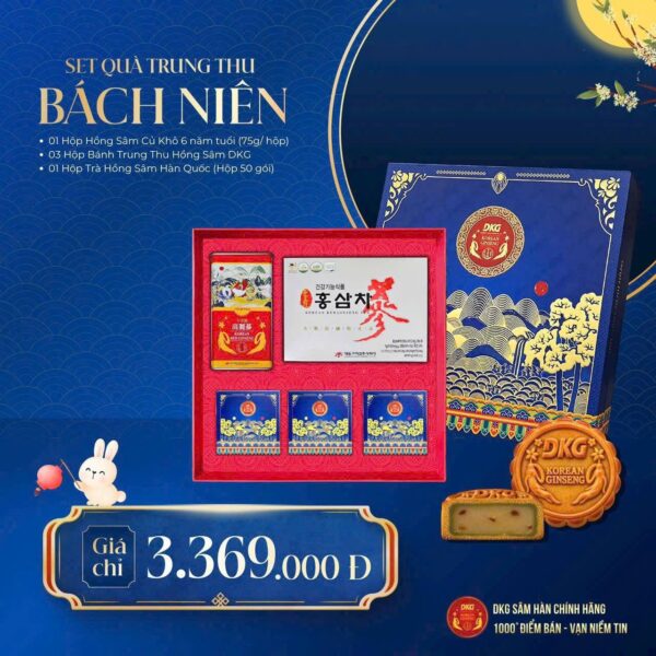 Hộp Quà TRung Thu Bách Niên – Nhân Sâm Hàn Quốc DKG Và Bánh Trung Thu Hồng Sâm - 3.369.000₫